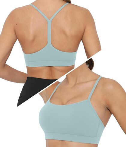 حمالة صدر رياضية للنساء حمالات صدر للتمرين ذات تأثير منخفض من Racerback، حمالات صدر رياضية رفيعة مثيرة لليوجا مع وسادات قابلة للإزالة in Kuwait
