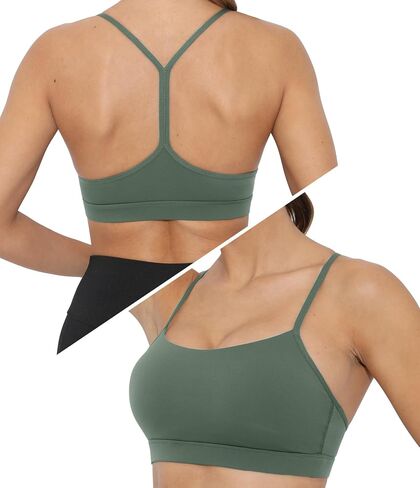 حمالة صدر رياضية للنساء حمالات صدر للتمرين ذات تأثير منخفض من Racerback، حمالات صدر رياضية رفيعة مثيرة لليوجا مع وسادات قابلة للإزالة in Kuwait