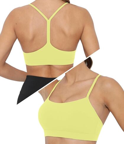 حمالة صدر رياضية للنساء حمالات صدر للتمرين ذات تأثير منخفض من Racerback، حمالات صدر رياضية رفيعة مثيرة لليوجا مع وسادات قابلة للإزالة in Kuwait