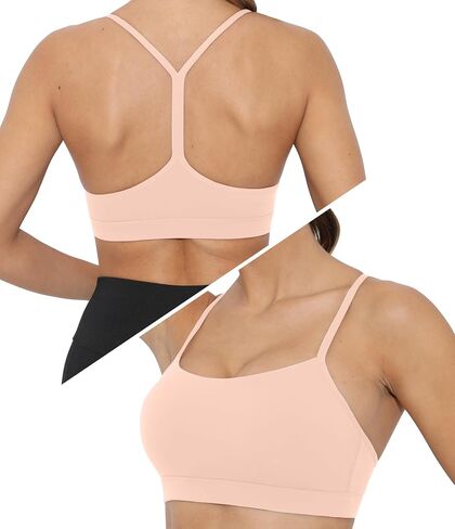 حمالة صدر رياضية للنساء حمالات صدر للتمرين ذات تأثير منخفض من Racerback، حمالات صدر رياضية رفيعة مثيرة لليوجا مع وسادات قابلة للإزالة in Kuwait