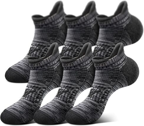 BULLIANT Men Active Running Socks 6-Pairs, Nylon Blend Cushioned Compression Ankle Socks, Arch Support Breathable Wicking in Kuwait