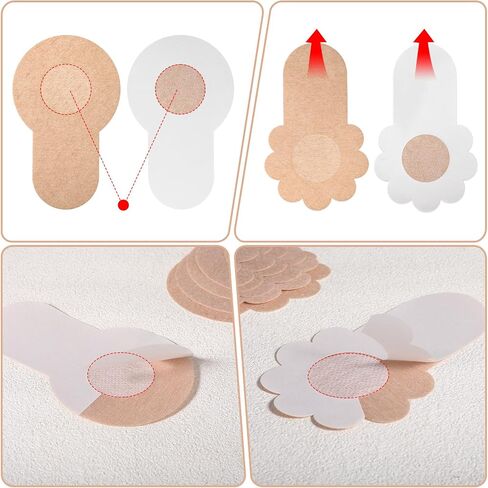 Nipple Covers with Lift, 60 Pcs Disposable Pasties – Invisible Petals for Women, Breathable Stick-On for Backless Dress, Wedding, Party Beige in Saudi Arabia