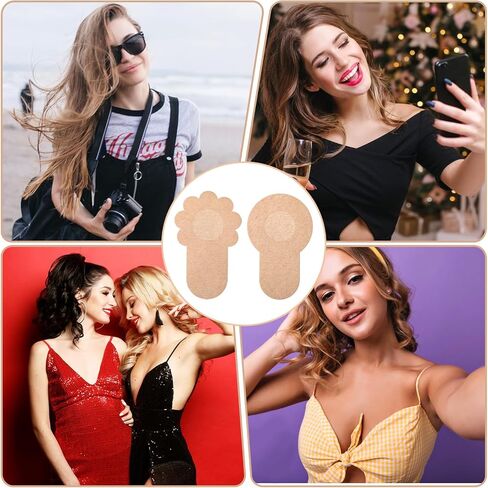 Nipple Covers with Lift, 60 Pcs Disposable Pasties – Invisible Petals for Women, Breathable Stick-On for Backless Dress, Wedding, Party Beige in Saudi Arabia