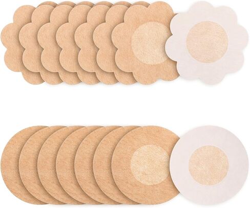 Pasties Nipple Covers for Women, 60 PCS Disposable Nipples Covers Non-woven Nipples Pasties Self-Adhesive Nipple Tape No-Show Breast Petals Stickers for Women Men, Beige in Kuwait