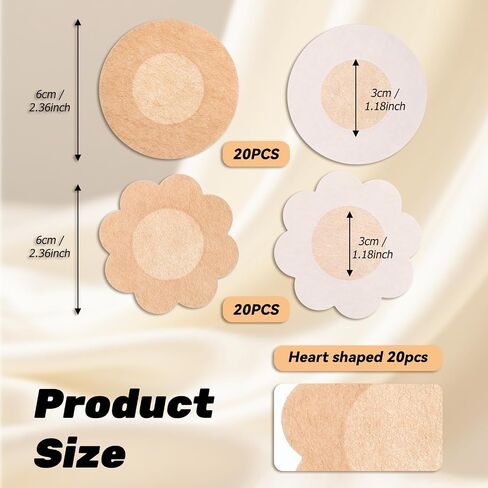 Pasties Nipple Covers for Women, 60 PCS Disposable Nipples Covers Non-woven Nipples Pasties Self-Adhesive Nipple Tape No-Show Breast Petals Stickers for Women Men, Beige in Kuwait