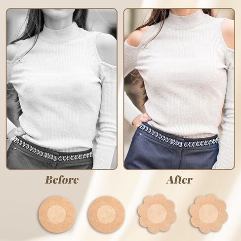 Pasties Nipple Covers for Women, 60 PCS Disposable Nipples Covers Non-woven Nipples Pasties Self-Adhesive Nipple Tape No-Show Breast Petals Stickers for Women Men, Beige in Kuwait