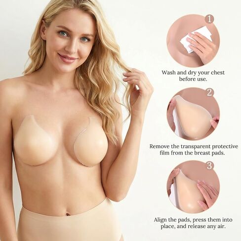 Sticky Bra Nipple Covers for Women Invisible Strapless Push up Lift Nipple Covers Push up Adhesive Strapless Bras Waterproof Support Reusable Silicone Adhesive Bra for Backless Dresses Nude in Saudi Arabia