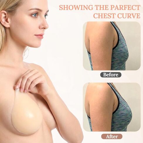 Sticky Bra Nipple Covers for Women Invisible Strapless Push up Lift Nipple Covers Push up Adhesive Strapless Bras Waterproof Support Reusable Silicone Adhesive Bra for Backless Dresses Nude in Saudi Arabia