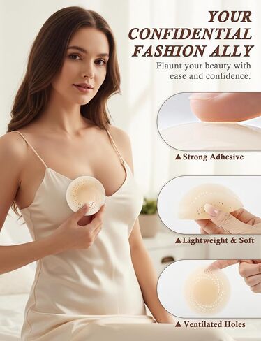 Reusable Nipple Covers for Women - Breathable Hole Design, Round Shape, Extra Thick - No-Show Comfort for Backless Outfits Nude in Saudi Arabia