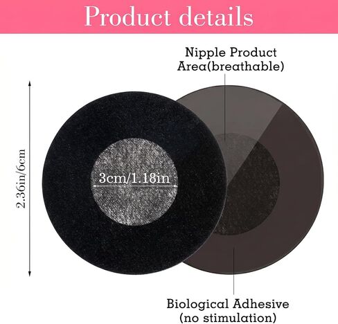 40Pcs Black Nipple Covers, Round Black Pasties for Women, Adhesive Nipples Cover Stickers, Disposable Non-Woven Fabric Breast Pasties (6cm) in Kuwait