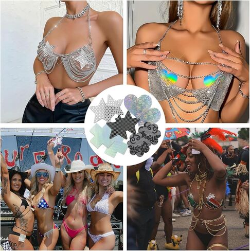 12 Pairs (24 Pieces) Pasties Nipple Covers Stickers for Women Rave Party Disposable Sticky Breast Petals in Saudi Arabia