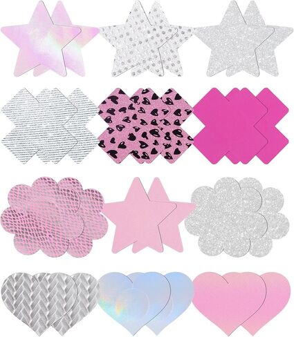 Pasties Rave Pack Nipple Covers Stickers for Women Disposable Sticky Breast Petals - 12 Pairs in Saudi Arabia