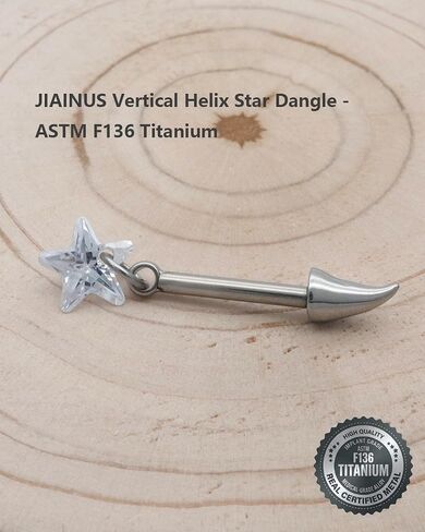 16G ASTM F136 Titanium Vertical Helix Piercing Jewelry Labret Stud with Curved Talon Horn Star CZ Internally Threaded Floating Cartilage Earring for Tragus Conch Lobe Lip Piercing in Saudi Arabia