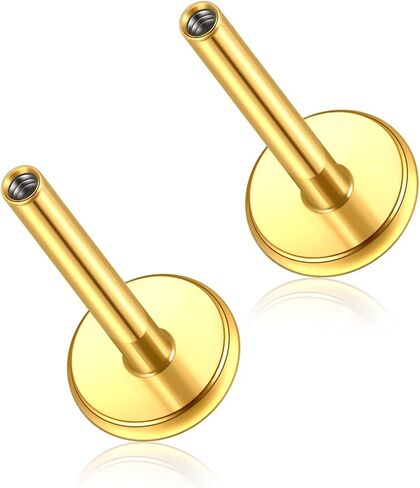 Xpircn Titanium Threadless Internally Threaded Flat Back Stud Earrings 18G 16G Labret Post in 6mm 8mm for Cartilage Helix Conch Tragus Nose Lobe Medusa Piercing Jewelry in Kuwait