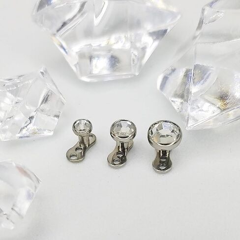 ASTM F136 Titanium Dermal Piercing Jewelry 14G Jeweled Cubic Zirconia Dermal Anchor Top Internally Threaded 3mm 4mm 5mm Titanium Base Piercing Jewelry For Women Men in Kuwait