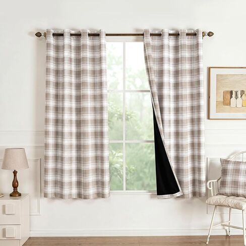 MYSKY HOME 95% Blackout Plaid Curtains 63 Inch Length 2 Panels Set for Bedroom Modern Thermal Insulated Light Blocking Black Out Grommet Window Treatments, 52" W Each Panel, Sage Green in Saudi Arabia