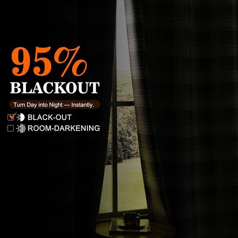 MYSKY HOME 95% Blackout Plaid Curtains 63 Inch Length 2 Panels Set for Bedroom Modern Thermal Insulated Light Blocking Black Out Grommet Window Treatments, 52" W Each Panel, Sage Green in Saudi Arabia
