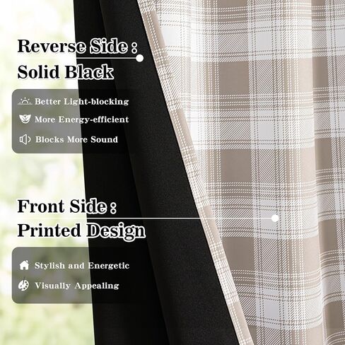 MYSKY HOME 95% Blackout Plaid Curtains 63 Inch Length 2 Panels Set for Bedroom Modern Thermal Insulated Light Blocking Black Out Grommet Window Treatments, 52" W Each Panel, Sage Green in Saudi Arabia
