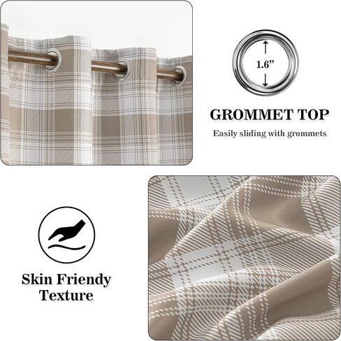 MYSKY HOME 95% Blackout Plaid Curtains 63 Inch Length 2 Panels Set for Bedroom Modern Thermal Insulated Light Blocking Black Out Grommet Window Treatments, 52" W Each Panel, Sage Green in Saudi Arabia
