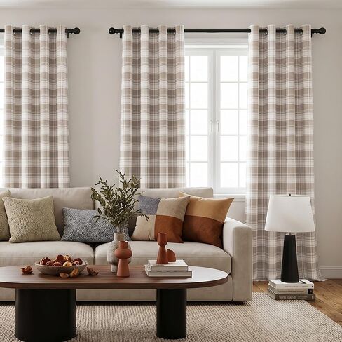 MYSKY HOME 95% Blackout Plaid Curtains 63 Inch Length 2 Panels Set for Bedroom Modern Thermal Insulated Light Blocking Black Out Grommet Window Treatments, 52" W Each Panel, Sage Green in Saudi Arabia