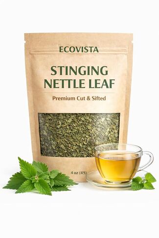 Ecovista Stinging Nettle Leaf 4oz | Dried Nettle Leaves (Urtica Dioica) | Premium Cut & Sifted Herbal Tea | Caffeine-Free | 100% Natural & Pure in Saudi Arabia