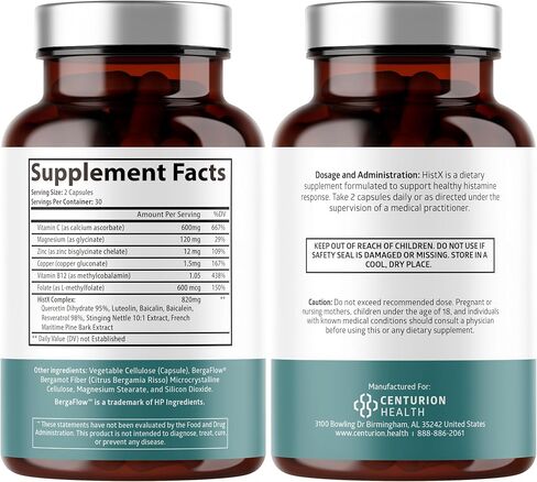 Histx Support Supplement, All Natural Formula with Quercetin, Stinging Nettle & Vitamin C, French Maritime Pine Bark Extract for Balance & Immune Support, 60 Vegan Capsules, Made in USA in Kuwait