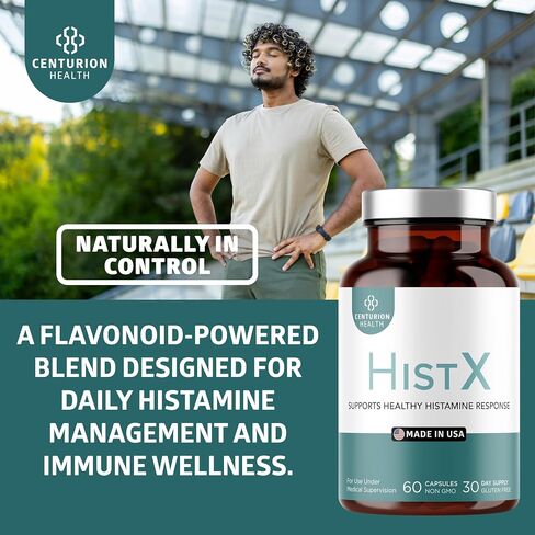 Histx Support Supplement, All Natural Formula with Quercetin, Stinging Nettle & Vitamin C, French Maritime Pine Bark Extract for Balance & Immune Support, 60 Vegan Capsules, Made in USA in Kuwait