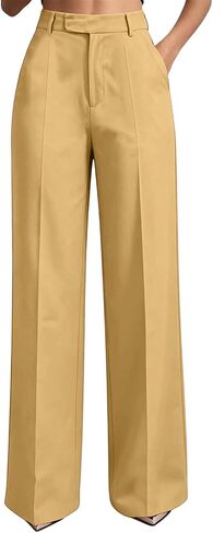 Womens Dress Pants High Waisted Business Casual Wide Leg Slacks Stretchy Straight Office Work Trousers with Pockets in Kuwait