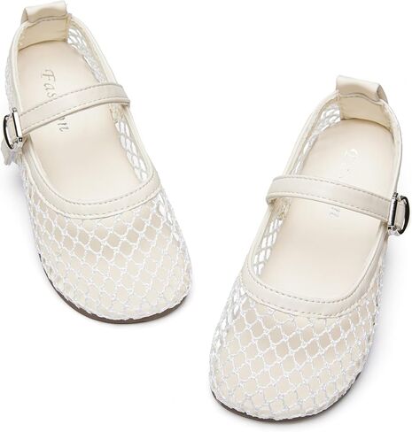 Girls Mary Jane Dress Shoes Mesh Ballet Flats Buckle Strap Comfy Casual Fishnet Ballerina Flat Shoes, Toddler or Kids in Saudi Arabia