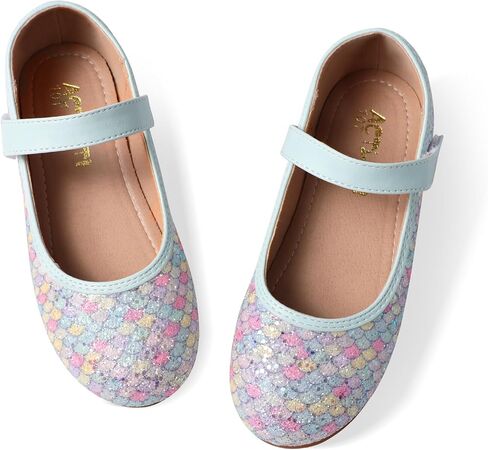 Mermaid Glitter Princess Ballet Flats for Girls, Mary Jane Shoes Dress Shoes for Girl Back to School Princess Wedding Shoes (Toddler/Little Kid/Big Kids) in Kuwait