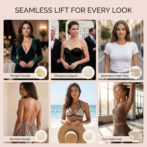Saleyla Sticky Bra Kit – Double Sided Push Up Bra Pads (A-C Cup) with Silicone Nipple Covers & 10 Disposable Covers, Invisible Strapless Adhesive Bra for Backless Dresses & Bikini Wear in Saudi Arabia
