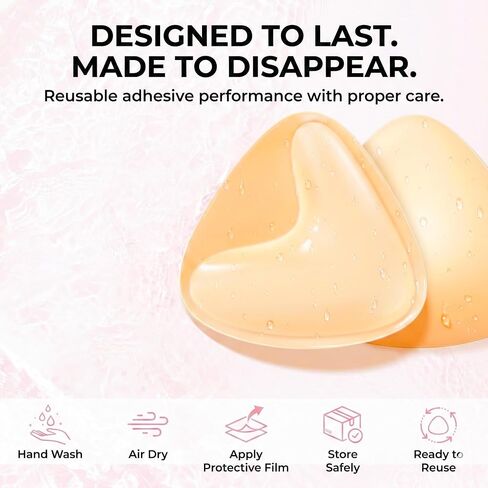 Saleyla Sticky Bra Kit – Double Sided Push Up Bra Pads (A-C Cup) with Silicone Nipple Covers & 10 Disposable Covers, Invisible Strapless Adhesive Bra for Backless Dresses & Bikini Wear in Saudi Arabia
