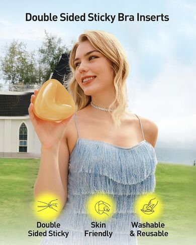 Niidor Bra Inserts,Double Sided Sticky Bra Pads Inserts Push up,Reusable Silicone Stick on Bra Pads in Saudi Arabia