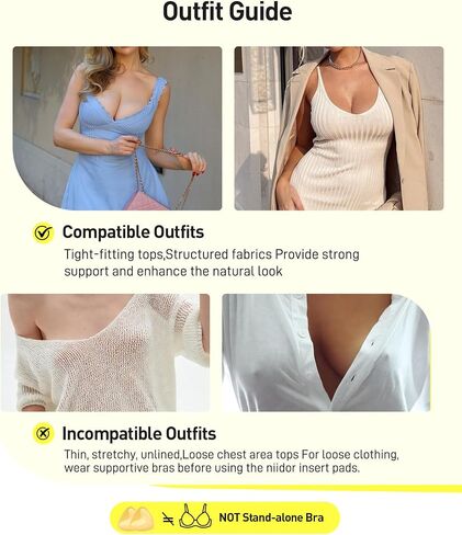 Niidor Bra Inserts,Double Sided Sticky Bra Pads Inserts Push up,Reusable Silicone Stick on Bra Pads in Saudi Arabia