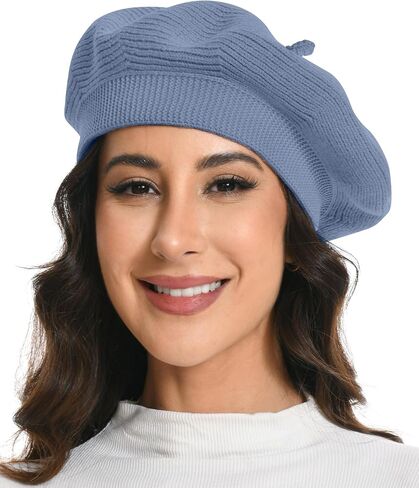 Cotton Knitted Women Beret Hat, French Style Solid Color Beret, Winter Autumn Warm and Soft Beanie Hat in Saudi Arabia