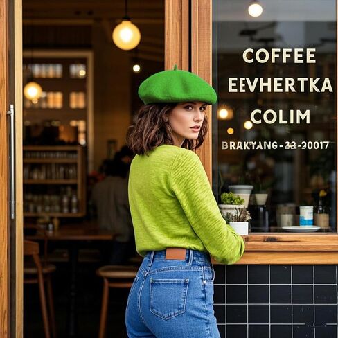 Jolbndcv 1PCS Beret, French Beanie, Outdoor, Winter, Fashion Lady Hat (1 Pcs L-Green) in Saudi Arabia