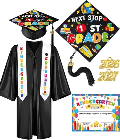 Romart Kindergarten Graduation Cap and Gown Set, Kids Toddler Pre-k Graduation Outfit 2026 with Sash Diploma Certificate Gift in Saudi Arabia