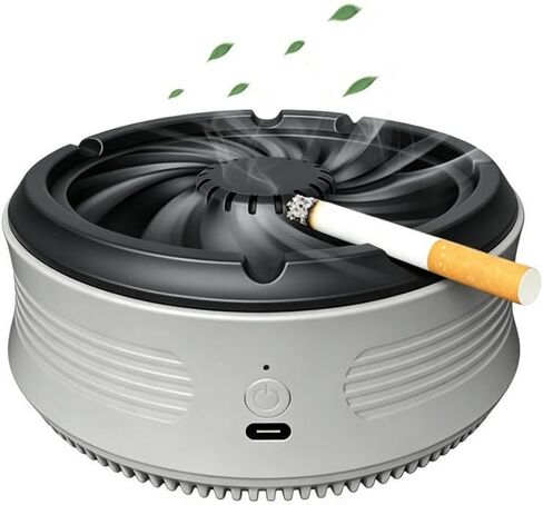 2 in 1 Smokeless Ashtray Multifunctional Rechargeable Ashtray Smoke Removing Ashtray Home Ashtray Portable Ash Tray for Home Indoor Office (Grey) in Saudi Arabia