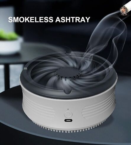 2 in 1 Smokeless Ashtray Multifunctional Rechargeable Ashtray Smoke Removing Ashtray Home Ashtray Portable Ash Tray for Home Indoor Office (Grey) in Saudi Arabia
