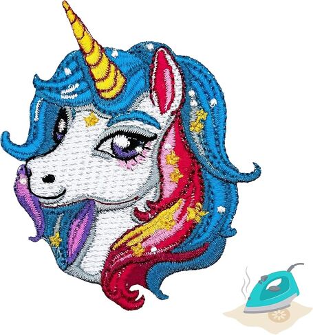 Unicorn Iron On Patch - Embroidered Unicorn Princess Baby Rainbow Kid Children Kids Girls Applique Appliques Iron On Sew On Patches for Clothing, Jeans, Hat, Backpacks, Clothes, Hats, Jackets (3") in Saudi Arabia