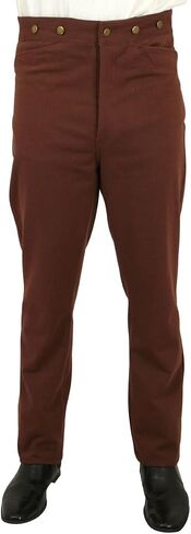 Historical Emporium Men's High Waist Foster Cotton Twill Trousers, Victorian Western Pants with Suspender Buttons in Saudi Arabia