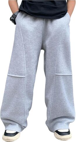 بنطال رياضي فضفاض للأولاد من SweatyRocks بخصر مطاطي وساق واسعة مع جيوب in Kuwait