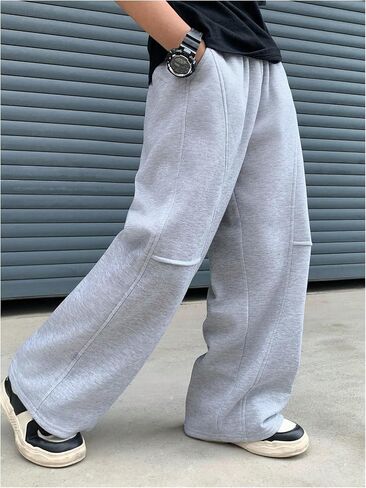 بنطال رياضي فضفاض للأولاد من SweatyRocks بخصر مطاطي وساق واسعة مع جيوب in Kuwait