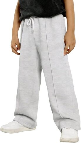 Boys Sweatpants Wide Leg Athletic Bottoms Active Sweat Pants with Pockets Panel Drawstring for Kids Youth in Kuwait