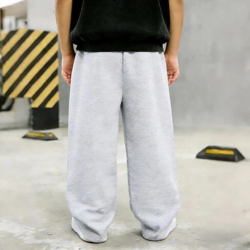 Boys Sweatpants Wide Leg Athletic Bottoms Active Sweat Pants with Pockets Panel Drawstring for Kids Youth in Kuwait