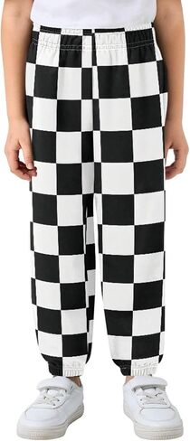 Pigsaly Boys Sweatpants Black White Checkered Athletic Sweatpants Sport Jogger Pants 3T in Kuwait