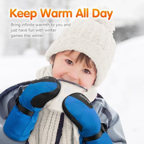 WASOTO Heated Mittens for Kids - Waterproof Electric Heated Ski Gloves for Skiing, Snowboarding, Snowmobiling, Hiking (PU) in Saudi Arabia