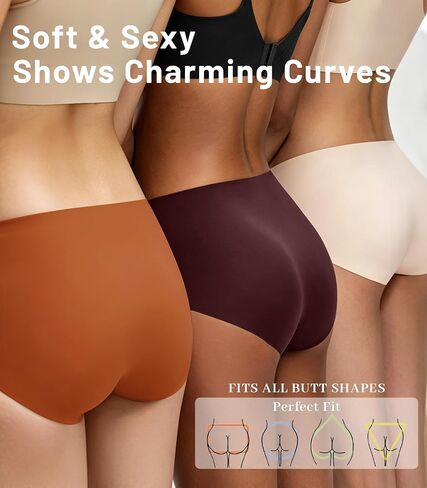 ETOSELL Women's Seamless Underwear High Waisted No Show Panties Full Coverage Silky Stretch Briefs Soft Comfort 6 Pack in Kuwait