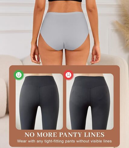 ETOSELL Women's Seamless Underwear High Waisted No Show Panties Full Coverage Silky Stretch Briefs Soft Comfort 6 Pack in Kuwait