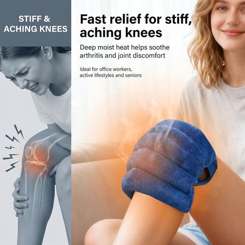 Microwave Heating Pad for Knees, Microwavable Heated Knee Wrap for Knee Pain, Arthritis & Joint Stiff,Cramps, Joint, Heating Pad Microwavable Warm Compression, Gift for Women, Men (Navy Blue) in Saudi Arabia